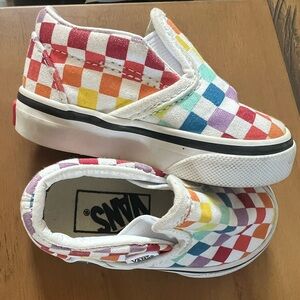 Rainbow checkered toddler vans